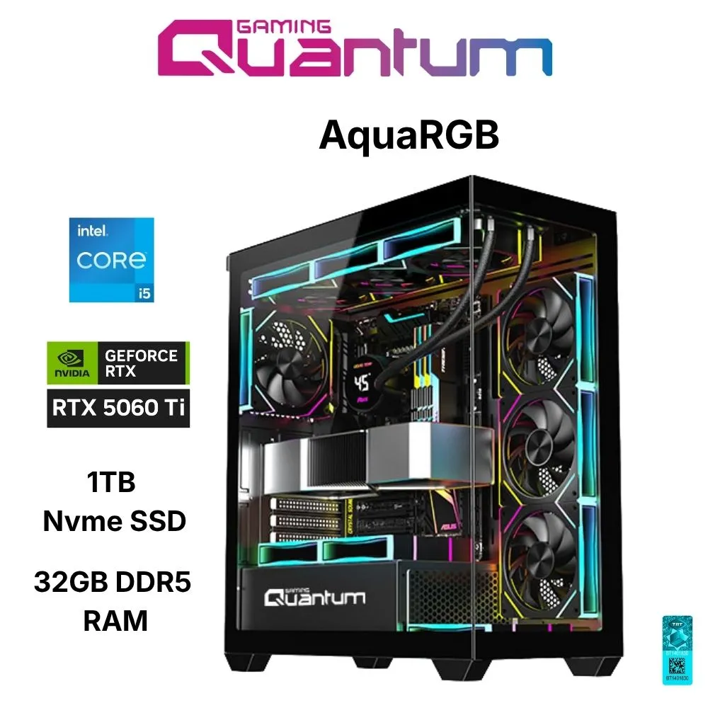 Quantum Gaming AquaRGB HY1905 Intel i5-14400F 32GB DDR5 1TB NVMe SSD RTX5060 Ti 8GB
