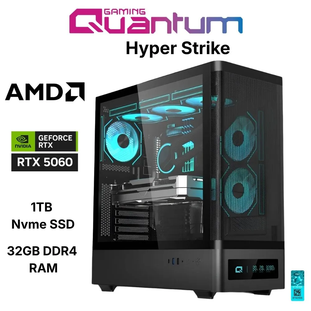 Quantum Gaming Hyper Strike Ryzen 7 5700X 32GB DDR4 1TB NVMe RTX5060 8GB Masaüstü Oyun Bilgisayarı