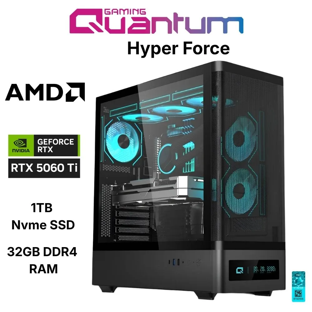 Quantum Gaming Hyper Force Ryzen 7 5700X 32GB DDR4 1TB NVMe RTX5060Ti 16GB Masaüstü Oyuncu Bilgisayarı
