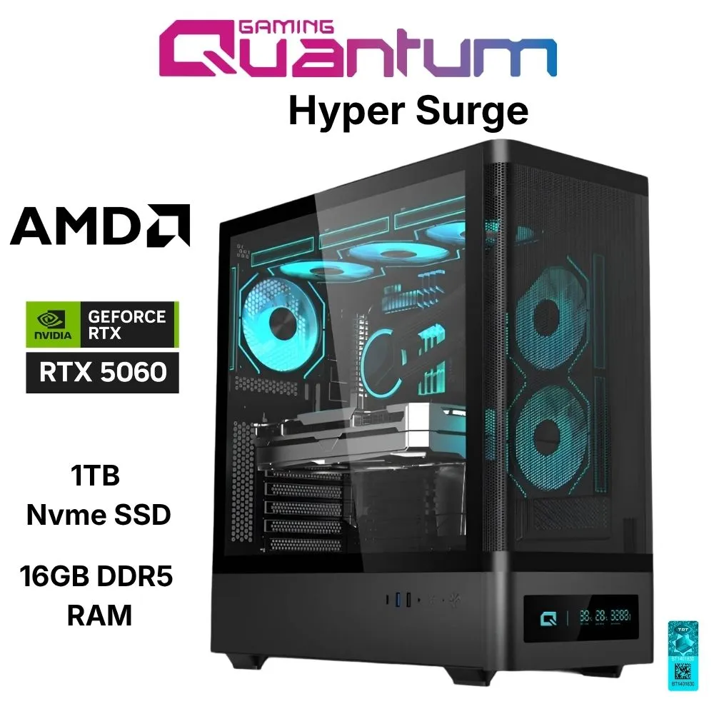Quantum Gaming Hyper Surge Ryzen 5 7500F 16GB DDR5 1TB NVMe RTX5060 8GB Oyuncu Bilgisayarı