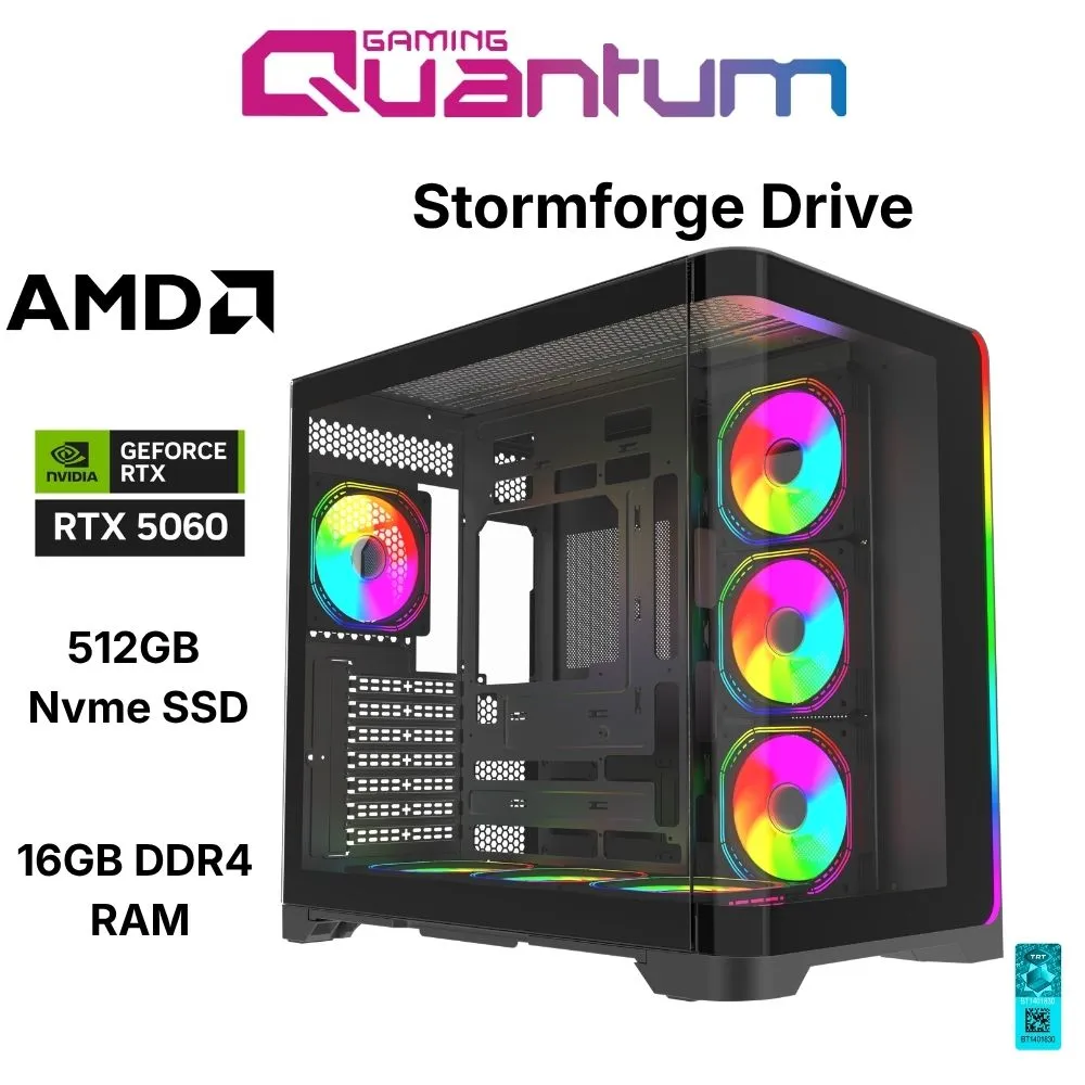 Quantum Gaming Stormforge Drive Ryzen 7 5700X 16GB DDR4 512GB NVMe RTX5060 8GB Masaüstü Oyuncu Bilgisayarı