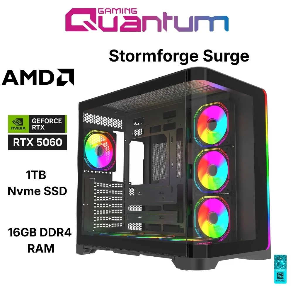 Quantum Gaming Stormforge Surge Ryzen 7 5700X 16GB DDR4 1TB NVMe RTX5060 8GB Masaüstü Oyuncu Bilgisayarı