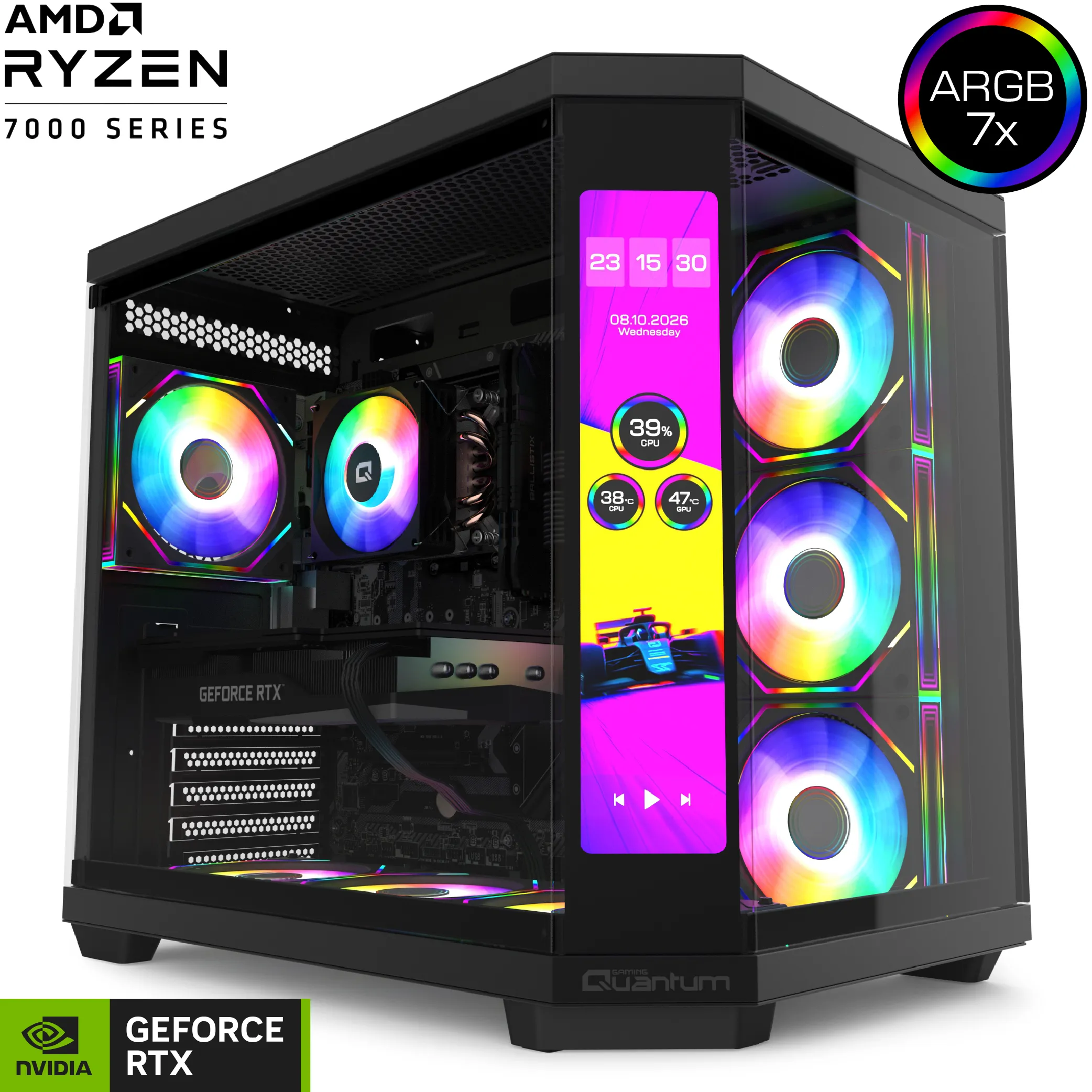 Quantum Gaming Sirius Surge Ryzen 5 7500F 32GB DDR5 1TB NVMe RTX5060 8GB Masaüstü Oyun Bilgisayarı