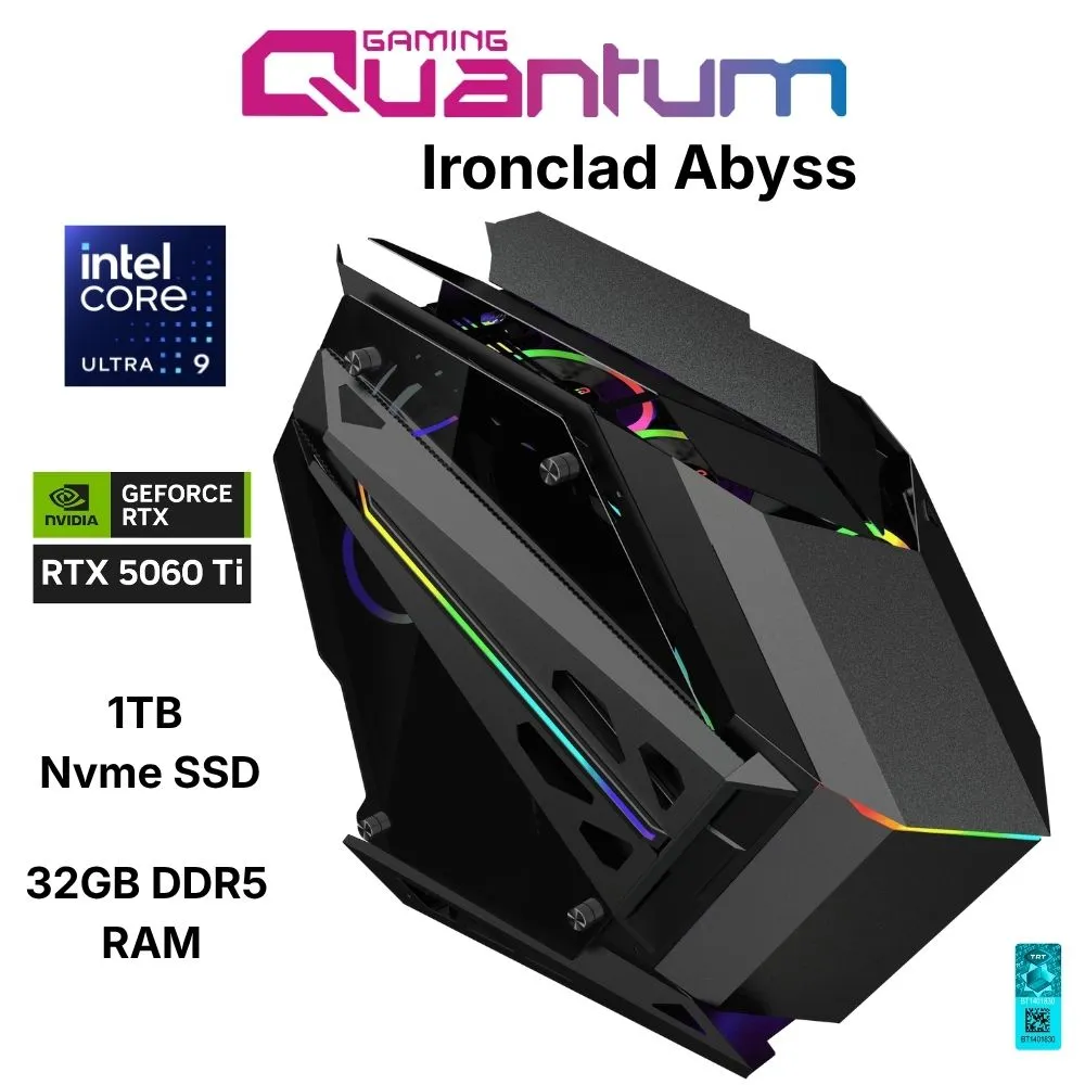 Quantum Gaming Ironclad Abyss Ultra 9 285K 32GB DDR5 1TB NVMe RTX5060Ti 16GB 240mm Sıvı Soğutmalı Gaming Desktop
