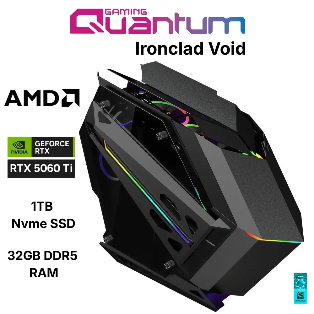Quantum Gaming Ironclad Void Ryzen 5 7600X 32GB DDR5 1TB NVMe RTX5060Ti 16GB 240mm Sıvı Soğutmalı Gaming Desktop