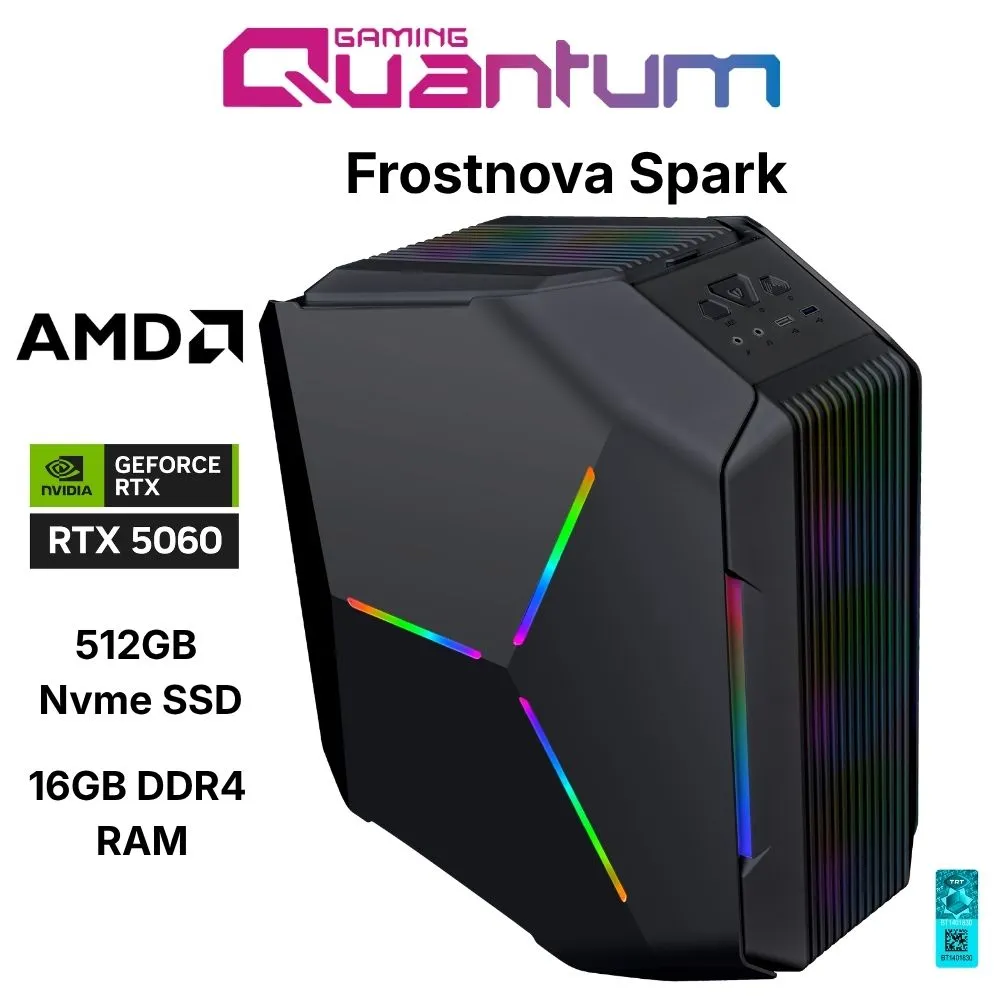 Quantum Gaming Frostnova Spark Ryzen 7 5700X 16GB DDR4 512GB NVMe RTX5060 8GB Masaüstü Oyuncu Bilgisayarı