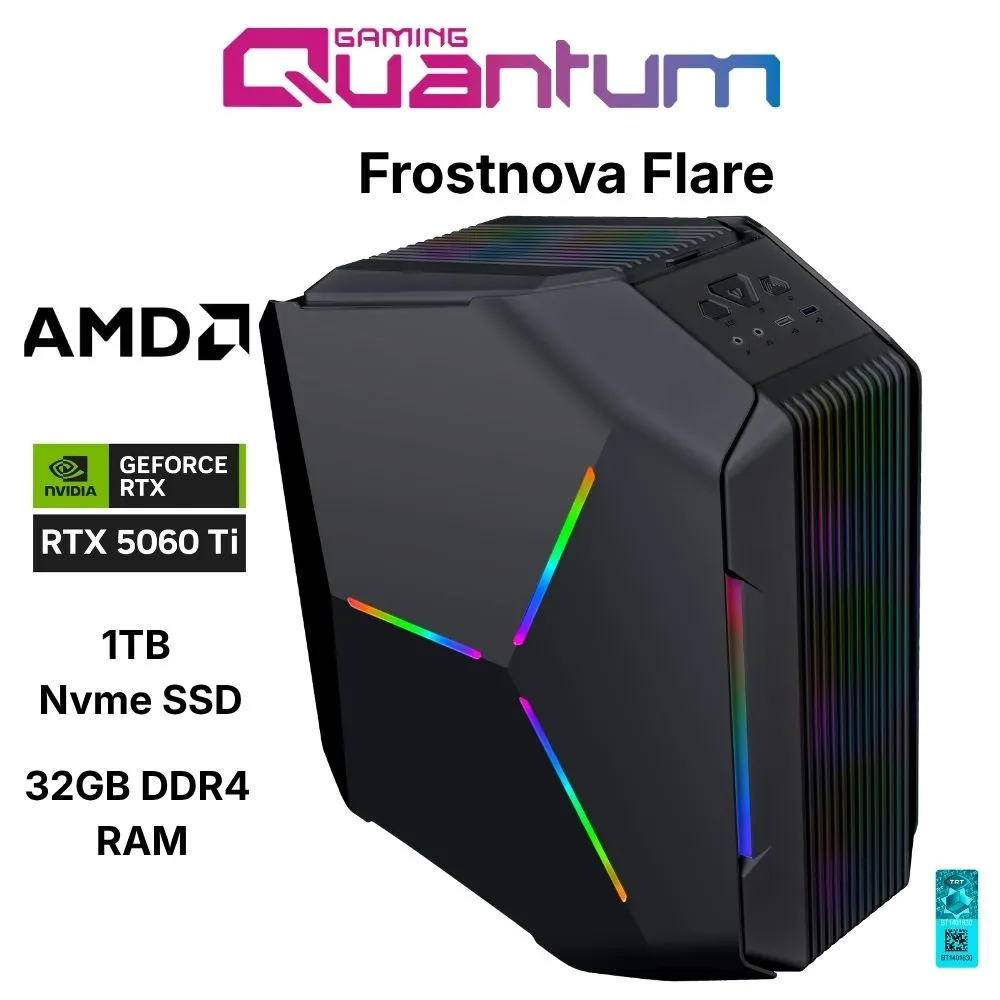 Quantum Gaming Frostnova Flare Ryzen 7 5700X 32GB DDR4 1TB NVMe RTX5060Ti 16GB Masaüstü Oyun Bilgisayarı