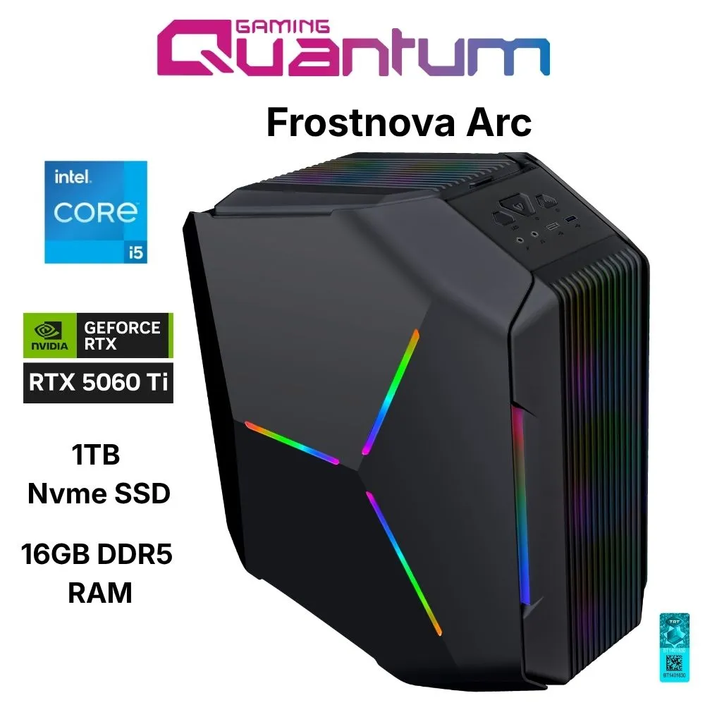 Quantum Gaming Frostnova Arc i5-14400F 16GB DDR5 1TB NVMe RTX5060Ti 16GB Masaüstü Oyun Bilgisayarı