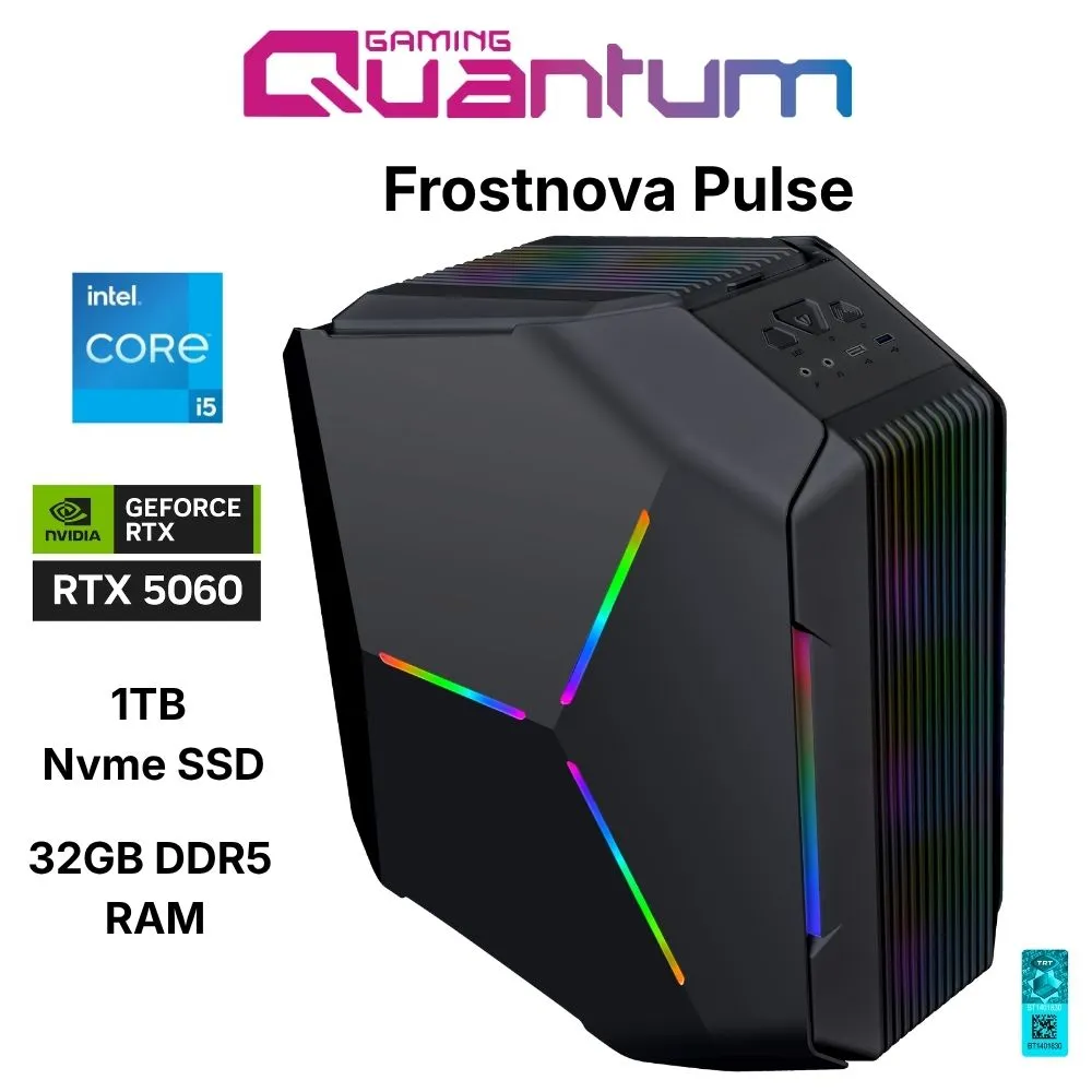 Quantum Gaming Frostnova Pulse i5-14400F 32GB DDR5 1TB NVMe RTX5060 8GB Masaüstü Oyun Bilgisayarı