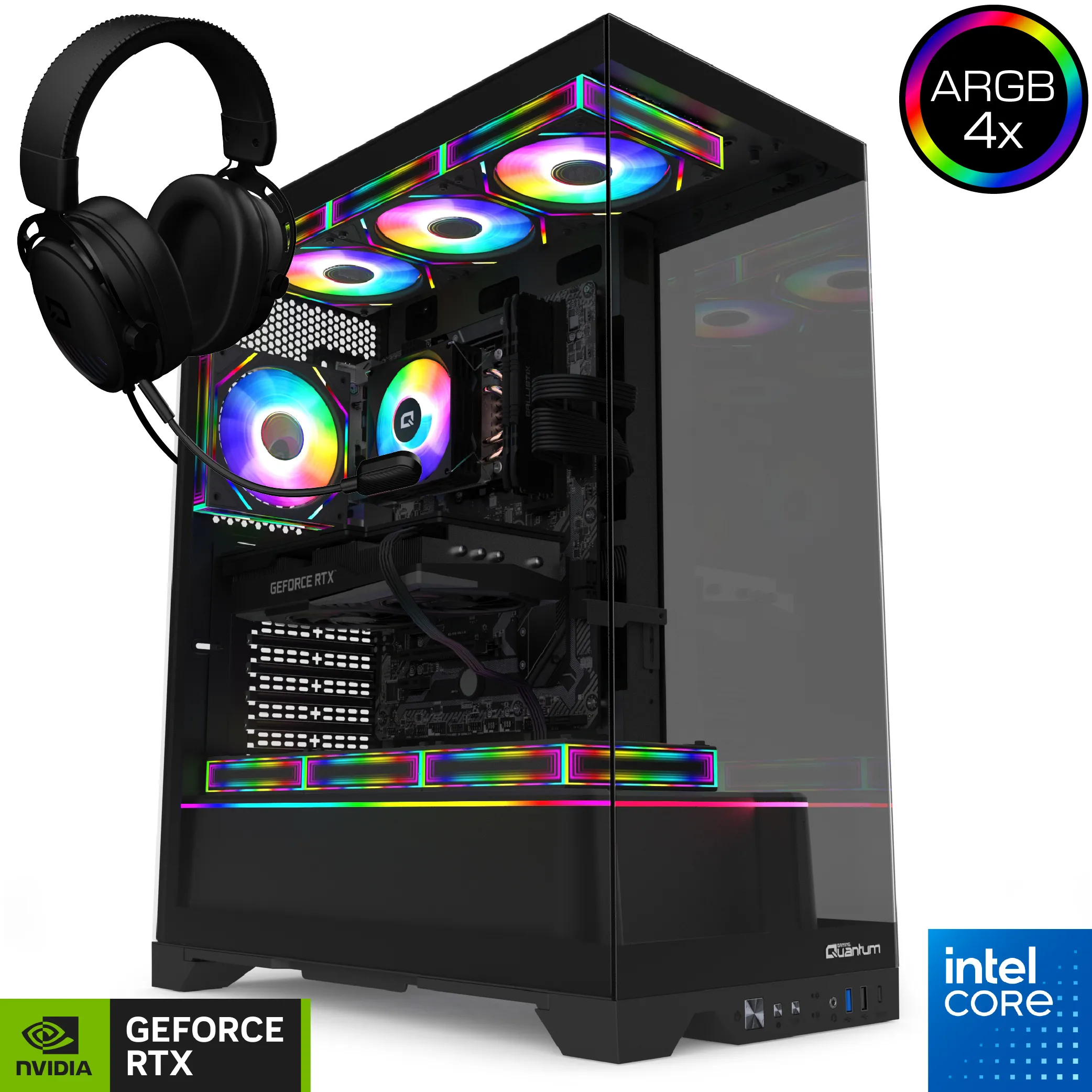 Quantum Gaming Shadowforge 760 Intel Core 7 32GB LPDDR5 1TB NVMe RTX5060 Kulaklık Hediyeli Desktop görsel 1