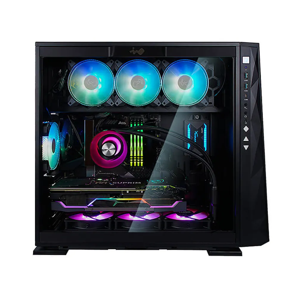 Gaming Kasa Quantum Gaming Vegas 2xUSB3.0 1xType-C Adreslenebilir RGB Ön Panel Siyah Mid Tower Power SECC, Kırılmaz Cam, ABS 12" x 13" E-ATX, ATX, Micro-ATX, Mini-ITX VGA Kartı Uzunluğu: 350 mm görsel 3