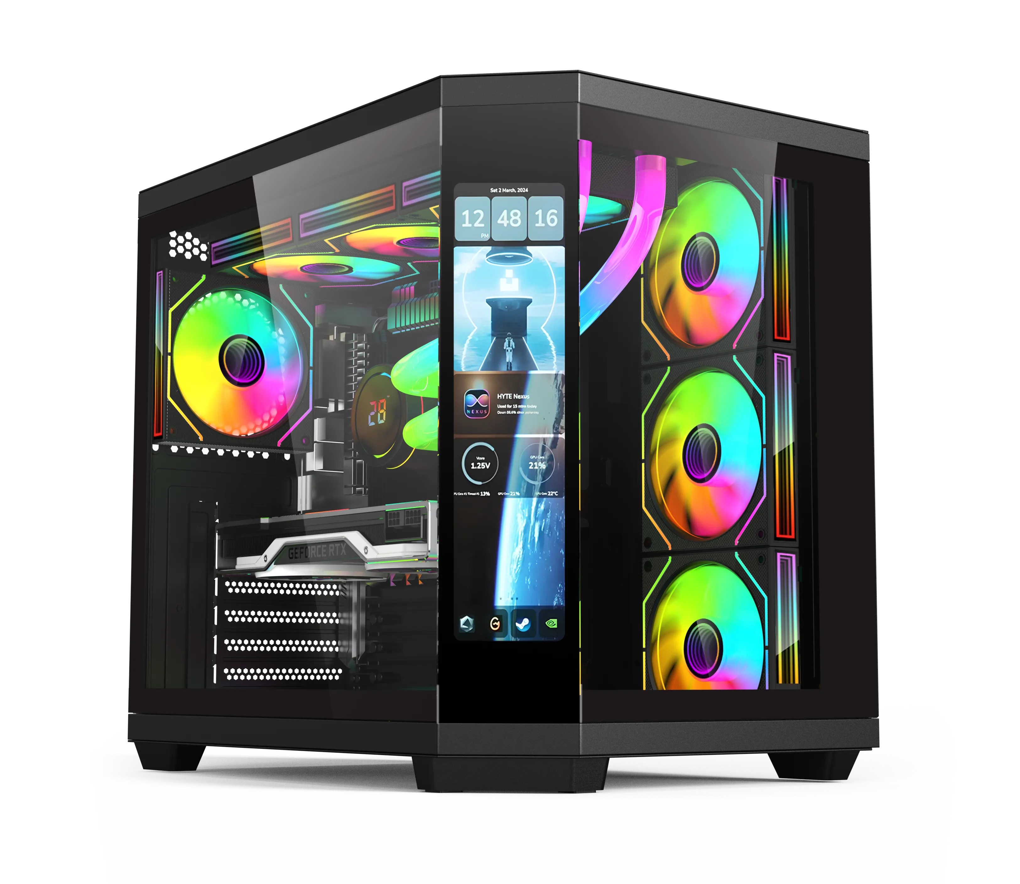 Quantum Sirius QT4000 Type-C USB3.0+USB2.0 HD Audio 7xARGB Fan C4001 850W 80+ Bronze 11,8" LCD ATX