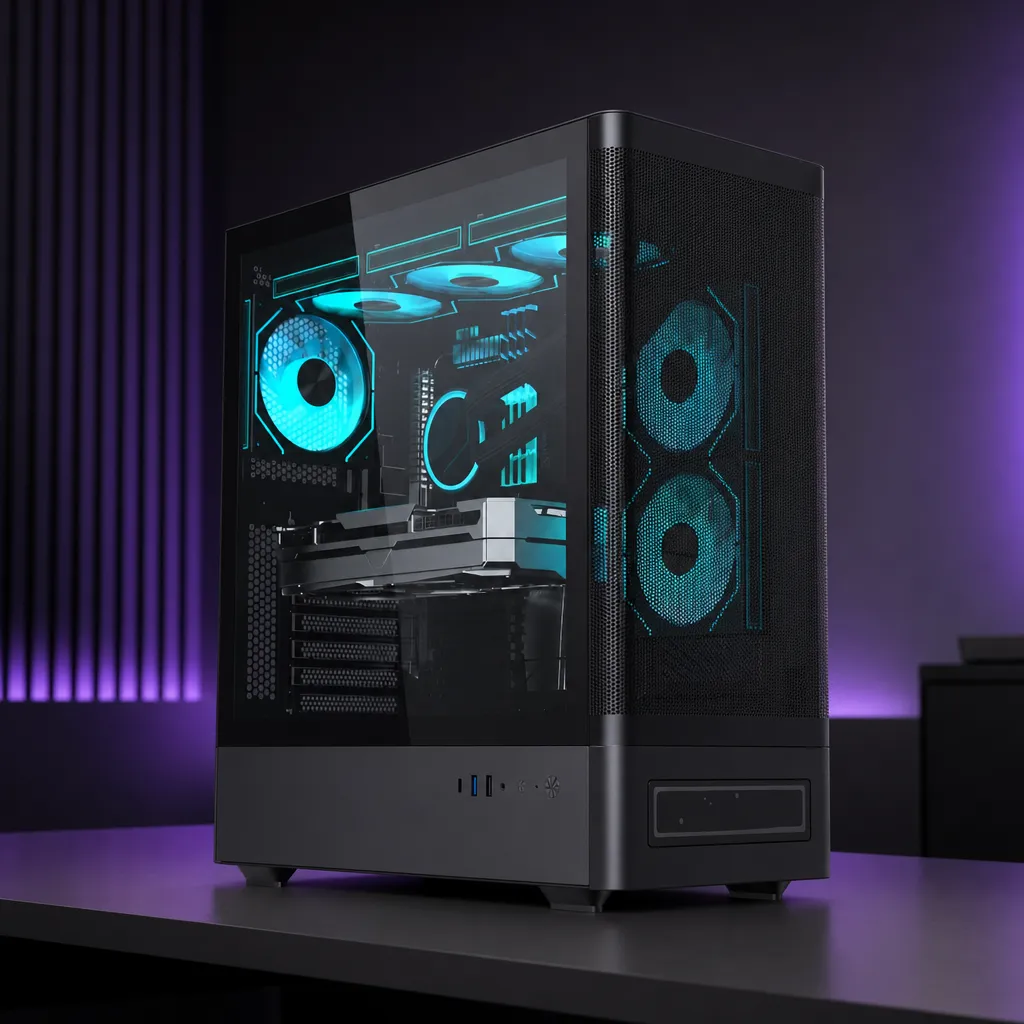Quantum Hyper QT4500 Type-C+USB3.0+2xUSB1.1 6xARGB Fan Temperli Cam Yan Panel 650W 80+ Bronze PSU görsel 2