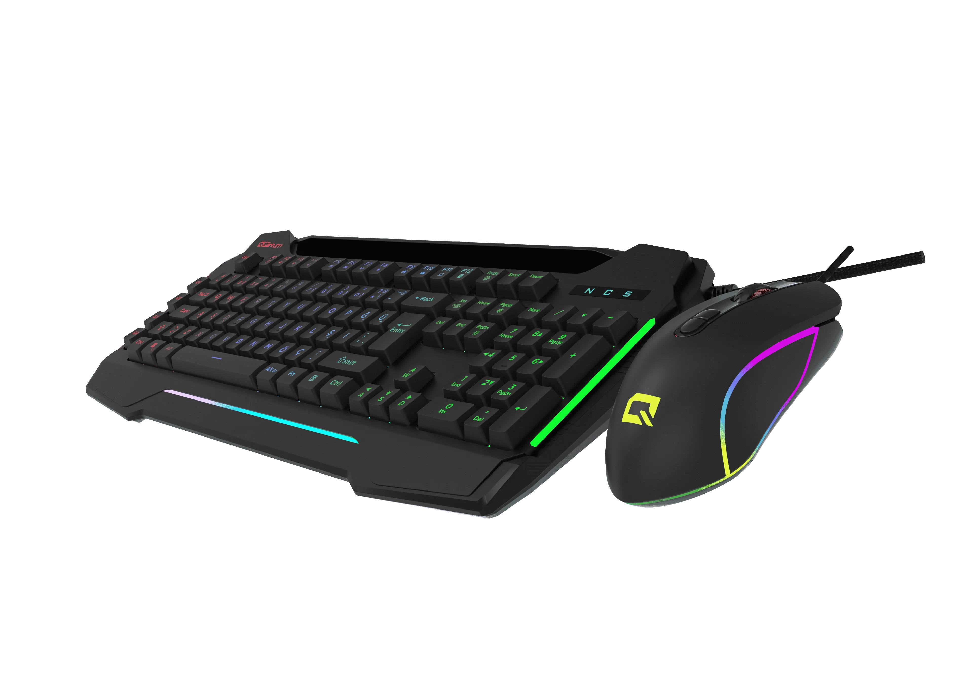 Quantum Gaming Dual Strike RGB Klavye RGB 12800 DPI Mouse Kablolu Combo Set görsel 2