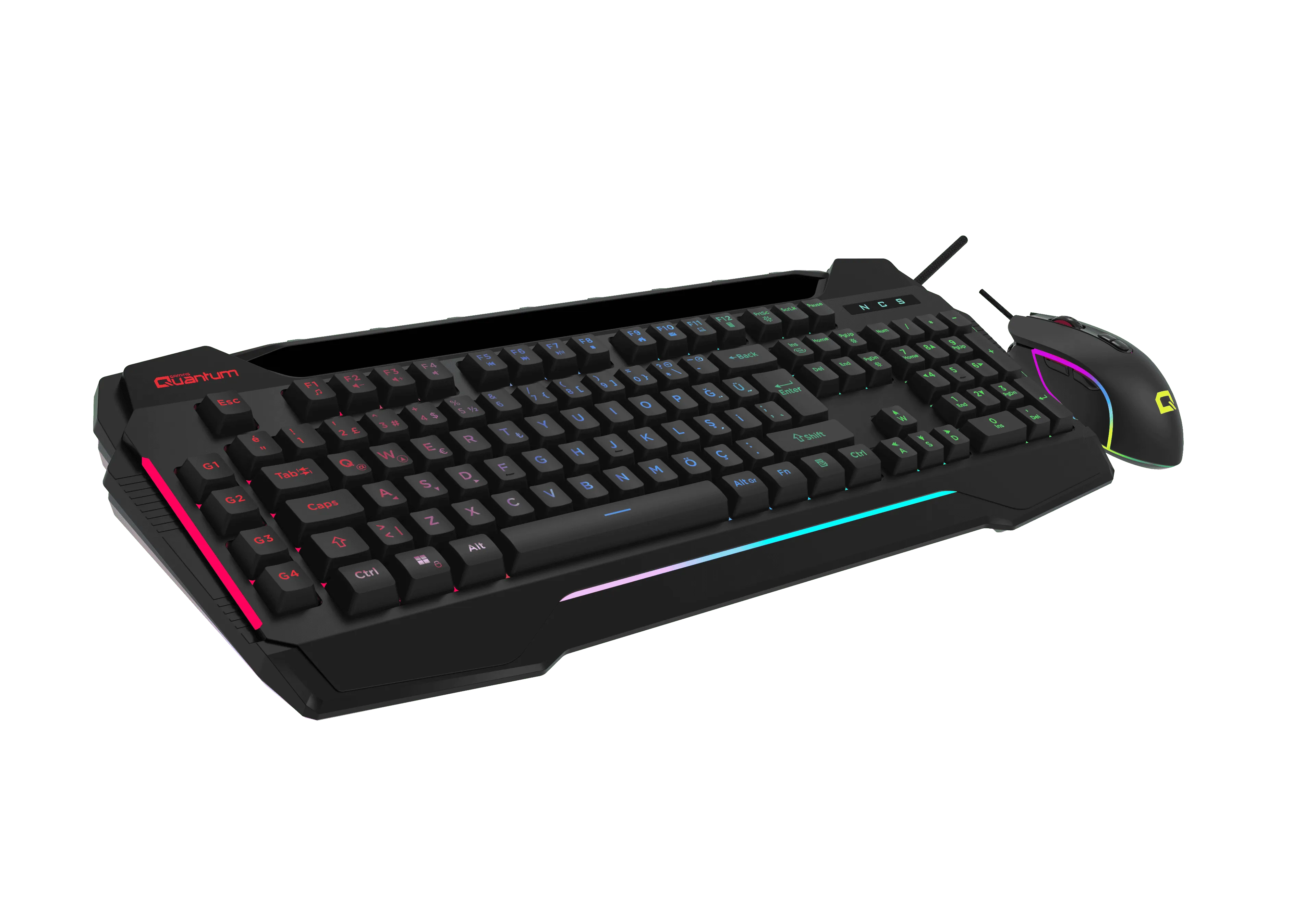 Quantum Gaming Dual Strike RGB Klavye RGB 12800 DPI Mouse Kablolu Combo Set görsel 3