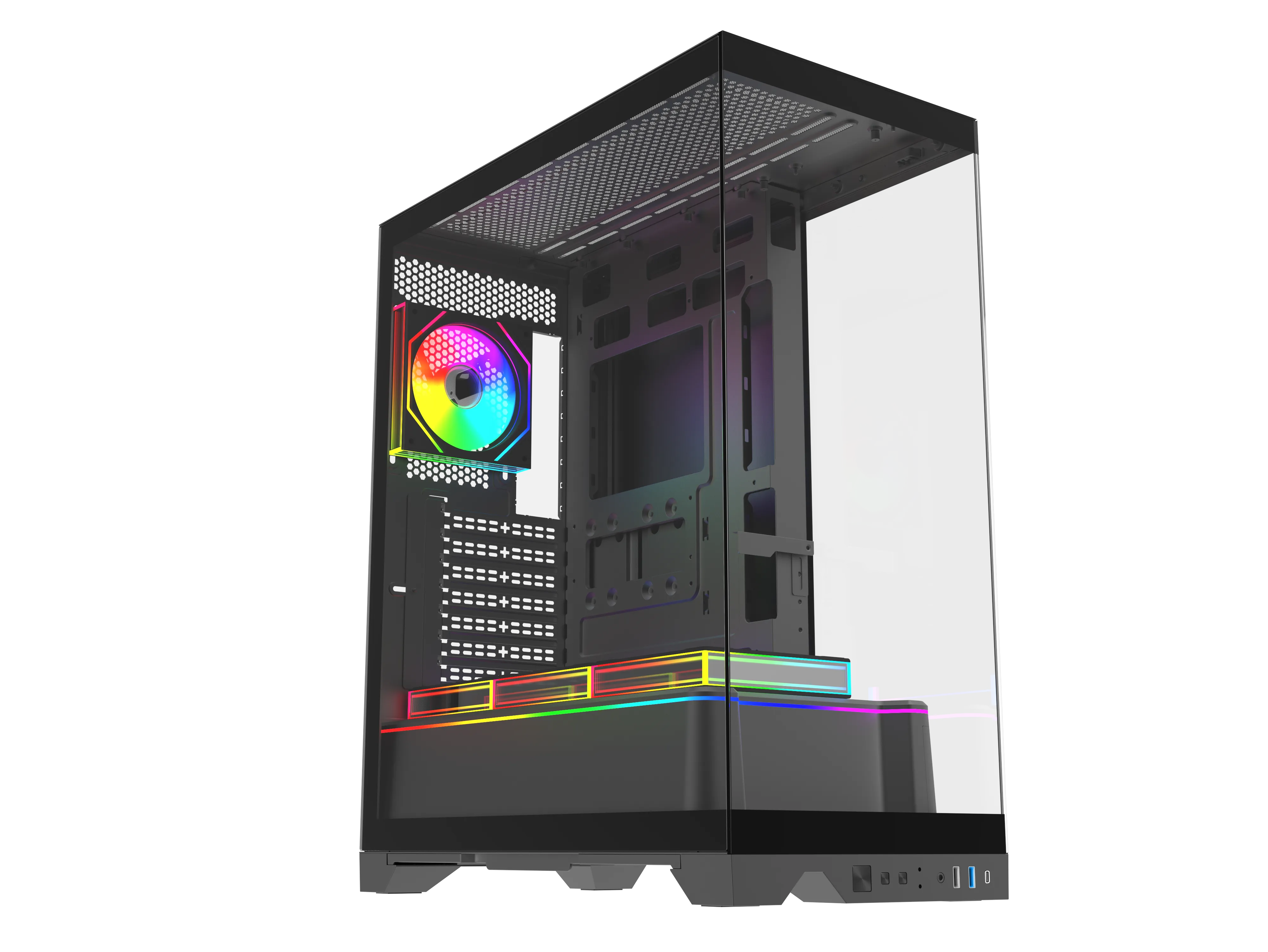 Quantum Gaming Shadowforge Type-C 4x ARGB Fan Full Size ATX Siyah Çelik Gövde PSU'SUZ Gaming Kasa görsel 2