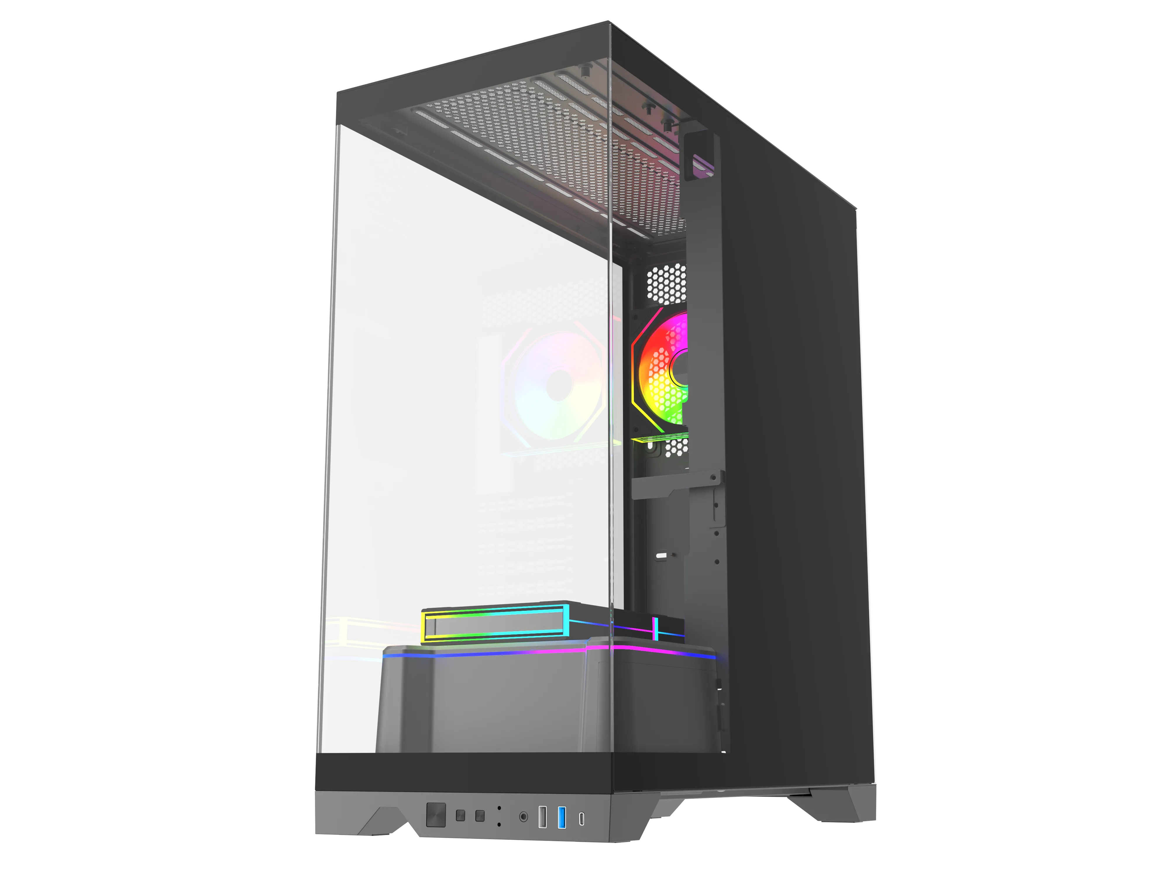 Quantum Gaming Shadowforge Type-C 4x ARGB Fan Full Size ATX Siyah Çelik Gövde PSU'SUZ Gaming Kasa görsel 3