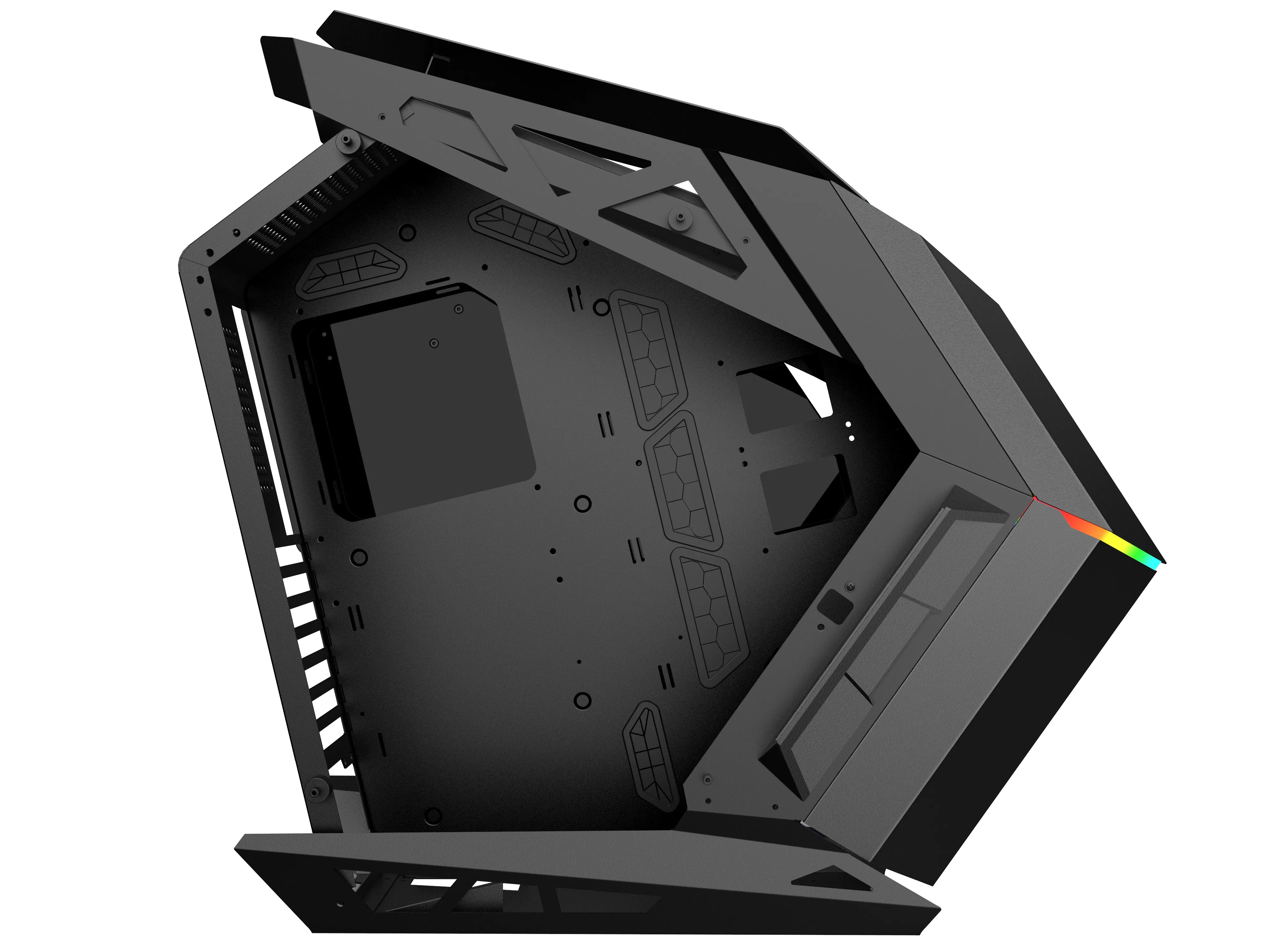 Quantum Gaming Ironclad 6x ARGB Fan Full Size ATX Siyah Çelik Gövde PSU'SUZ Gaming Kasa görsel 4