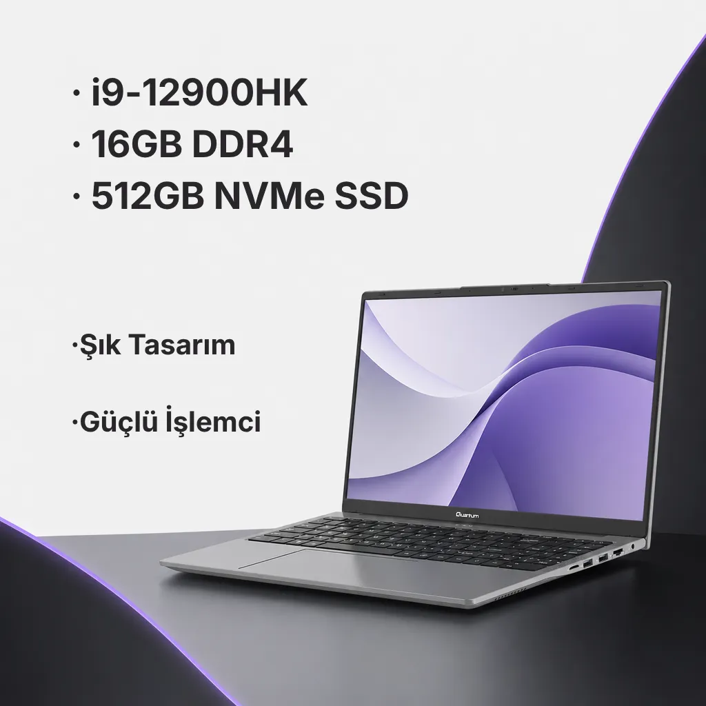 Quantum Ultra TS1501 Intel Core I9-12900HK 16GB Ddr4 512GB SSD Nvme Hdmı+Wifi Freedos Işıklı Klavye+Fingerprint 15.6" Fullhd IPS QNNTB10B060704 görsel 2