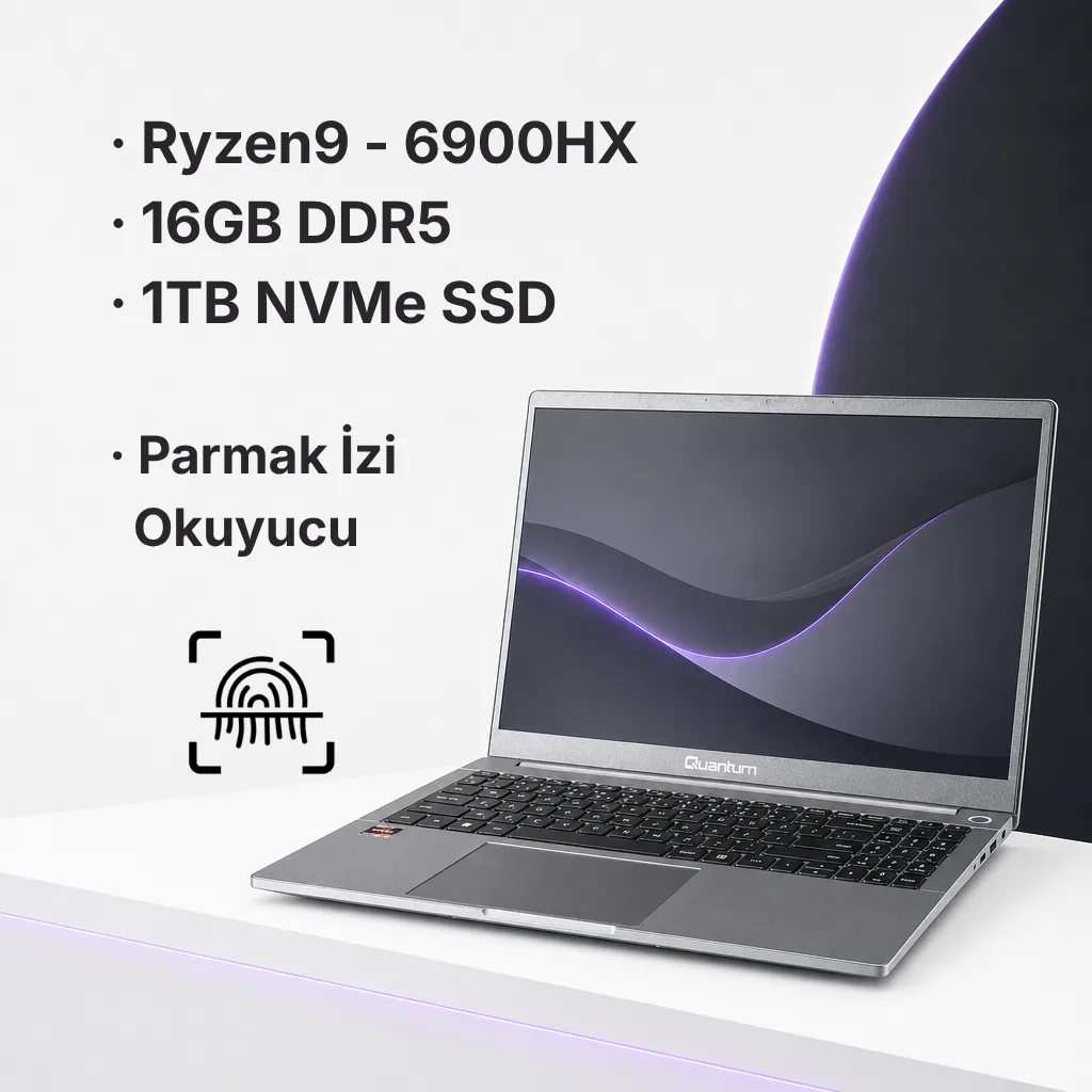Quantum Ultra TS1501 Amd Ryzen 9-6900HX 16GB Ddr5 1tb Nvme 15.6\" Işıklı Klavye Parmak Okuyuculu IPS Ekranlı Notebook görsel 2